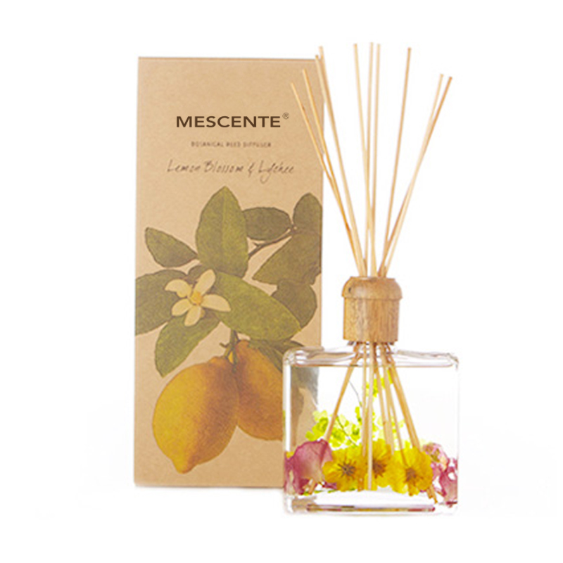 Veleprodaja visokokvalitetnih luksuznih privatnih robnih marki Flower Sola Wood Aroma Reed difuzor s kutijom