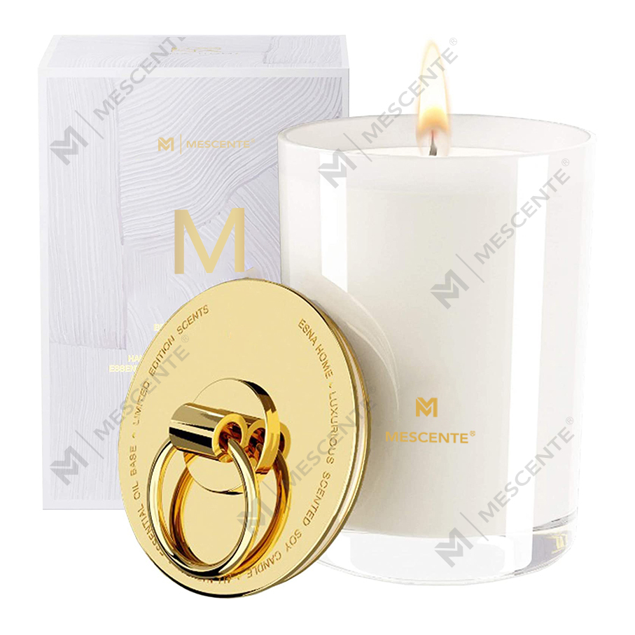 M&Scent Luksuzne bijele sojine voske s logotipom Personalizirane mirisne svijeće za vjenčanje, prilagođena kamp svijeća