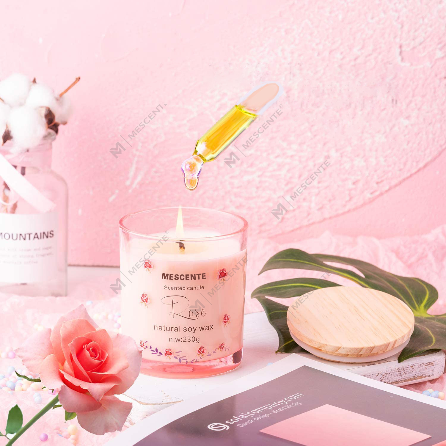 M&Scent ručno izrađena luksuzna staklena svijeća s kristalima, duhovni keramički stup s mirisom vanilije