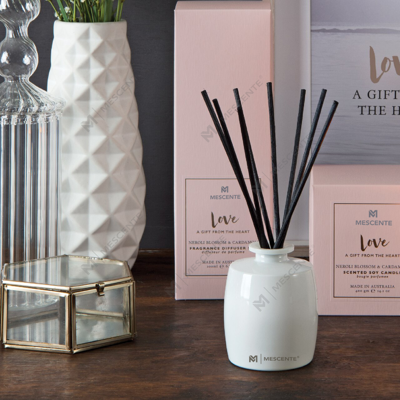 M&Scent velika staklena boca Home Essentials Aroma Reed Difuzor Poklon set sa štapićima od ratana
