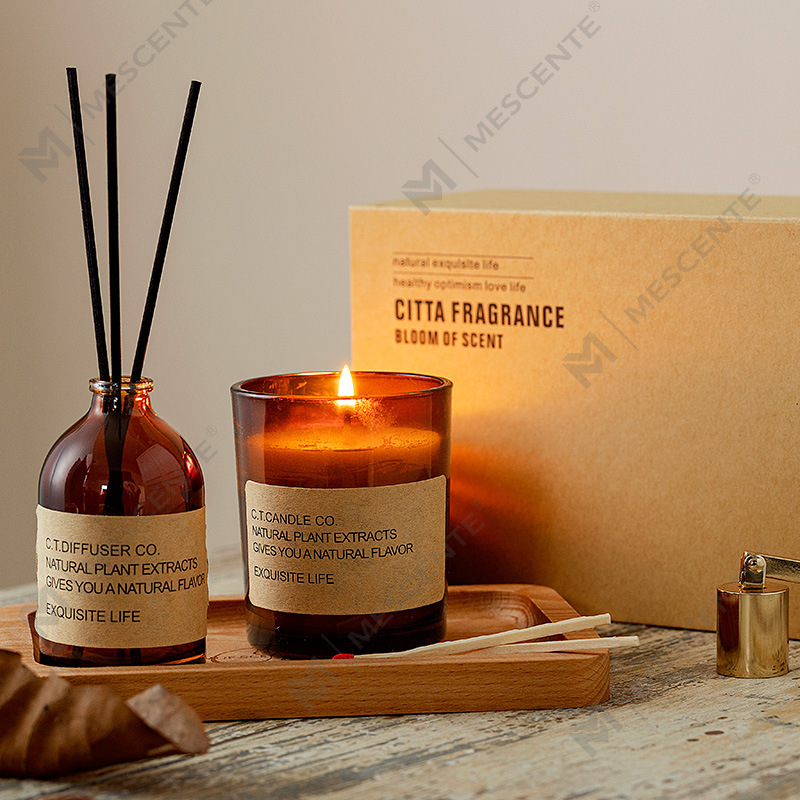 M&Scent luksuzni dekor kućni difuzor od trske i set mirisnih svijeća s pakiranjem u kutiji